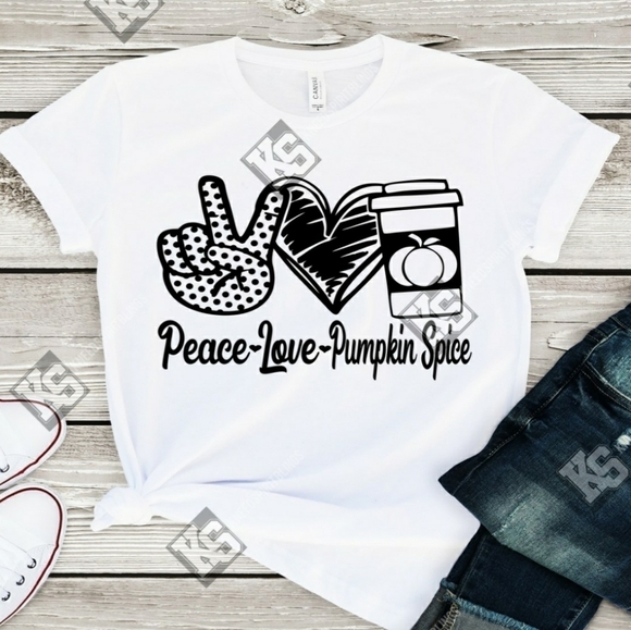 Peace Love Pumpkin Spice Tee - Picture 1 of 2